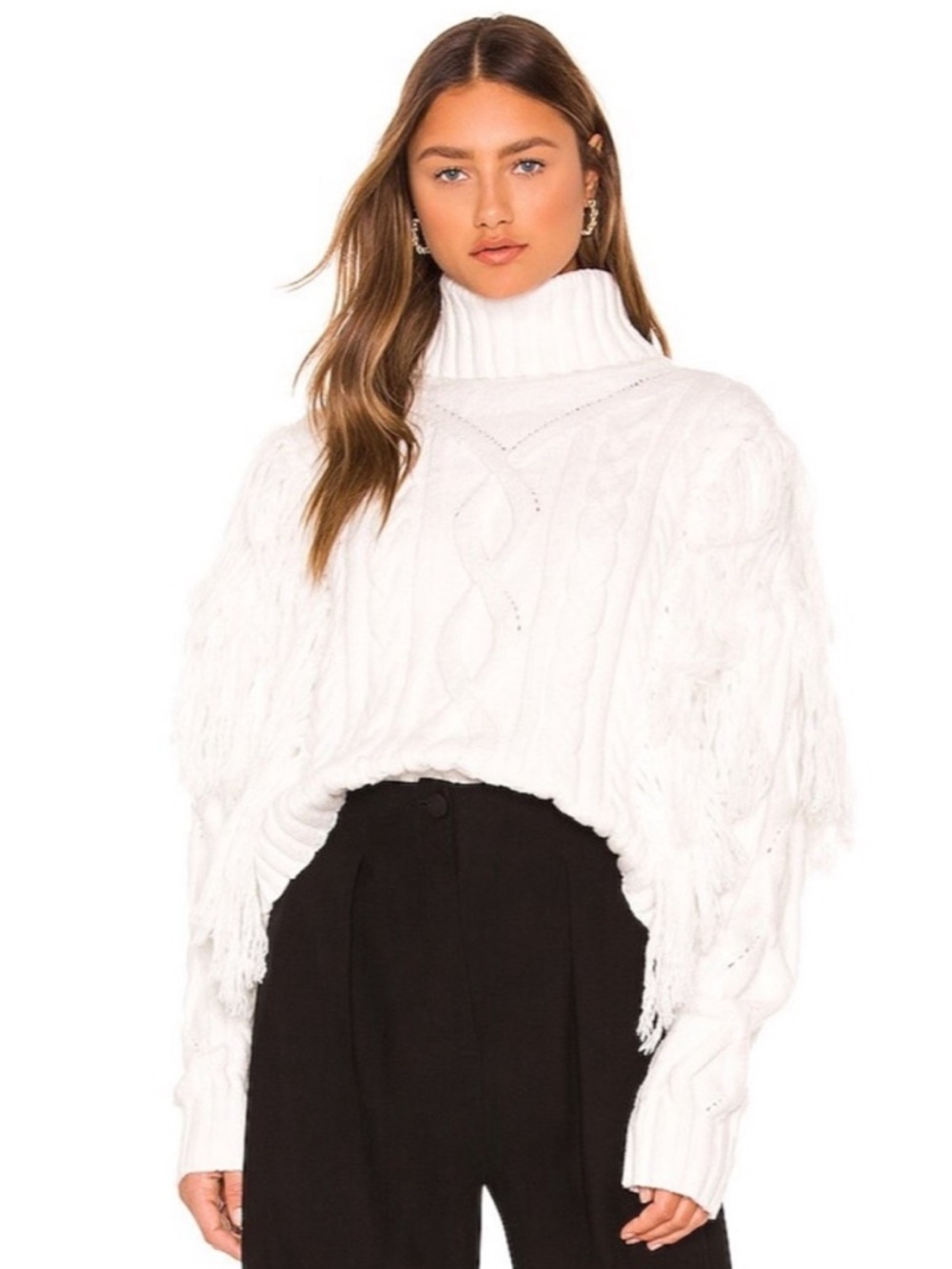 Ronny Kobo Maram Fringe Knit Turtleneck